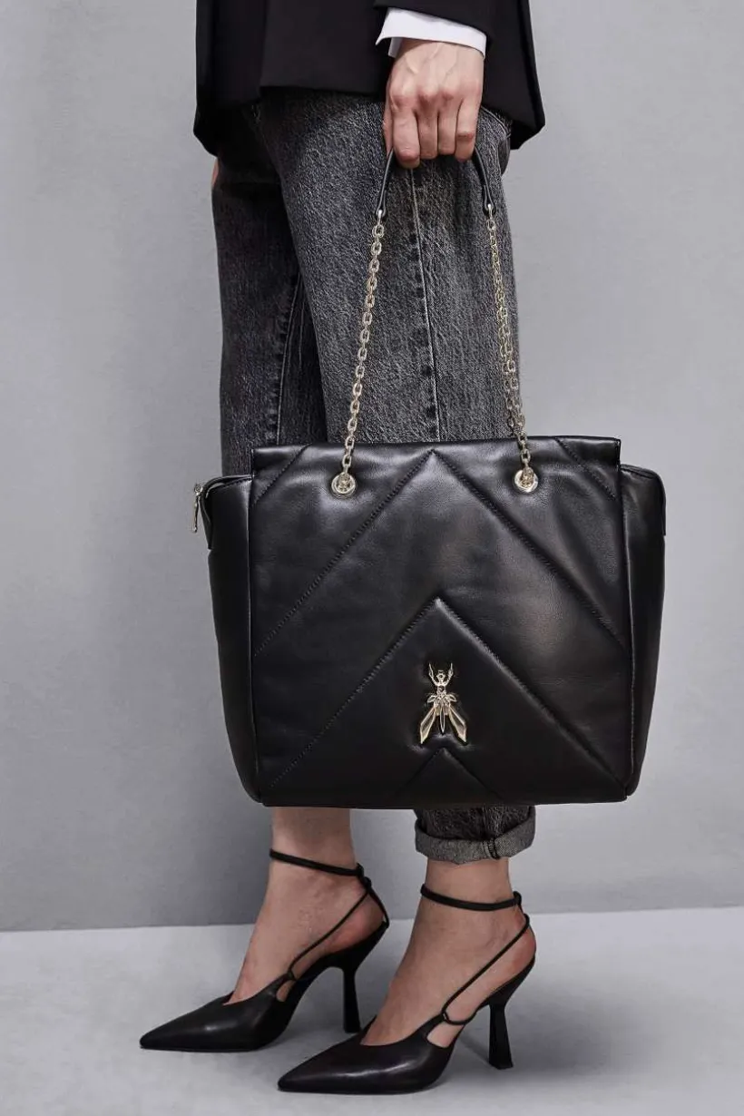 Borsa a secchiello in pelle con zip