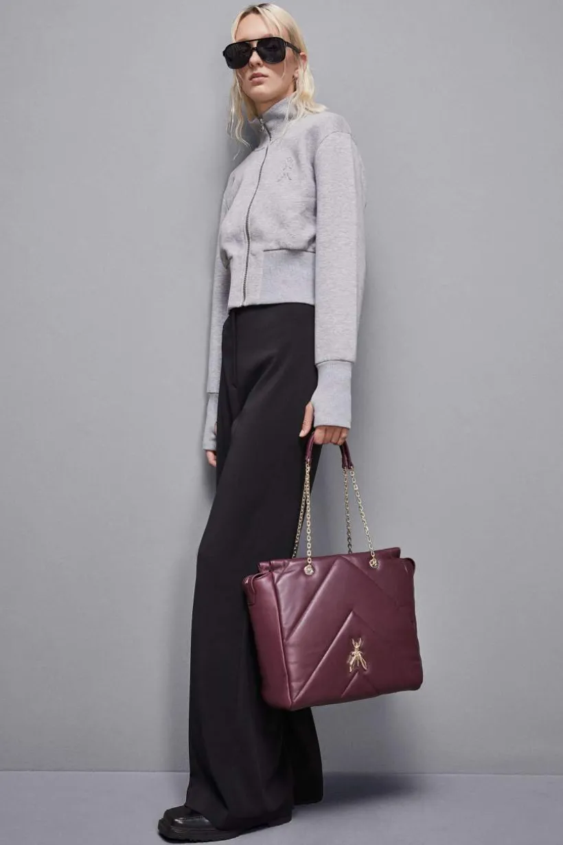 Borsa a secchiello in pelle con zip