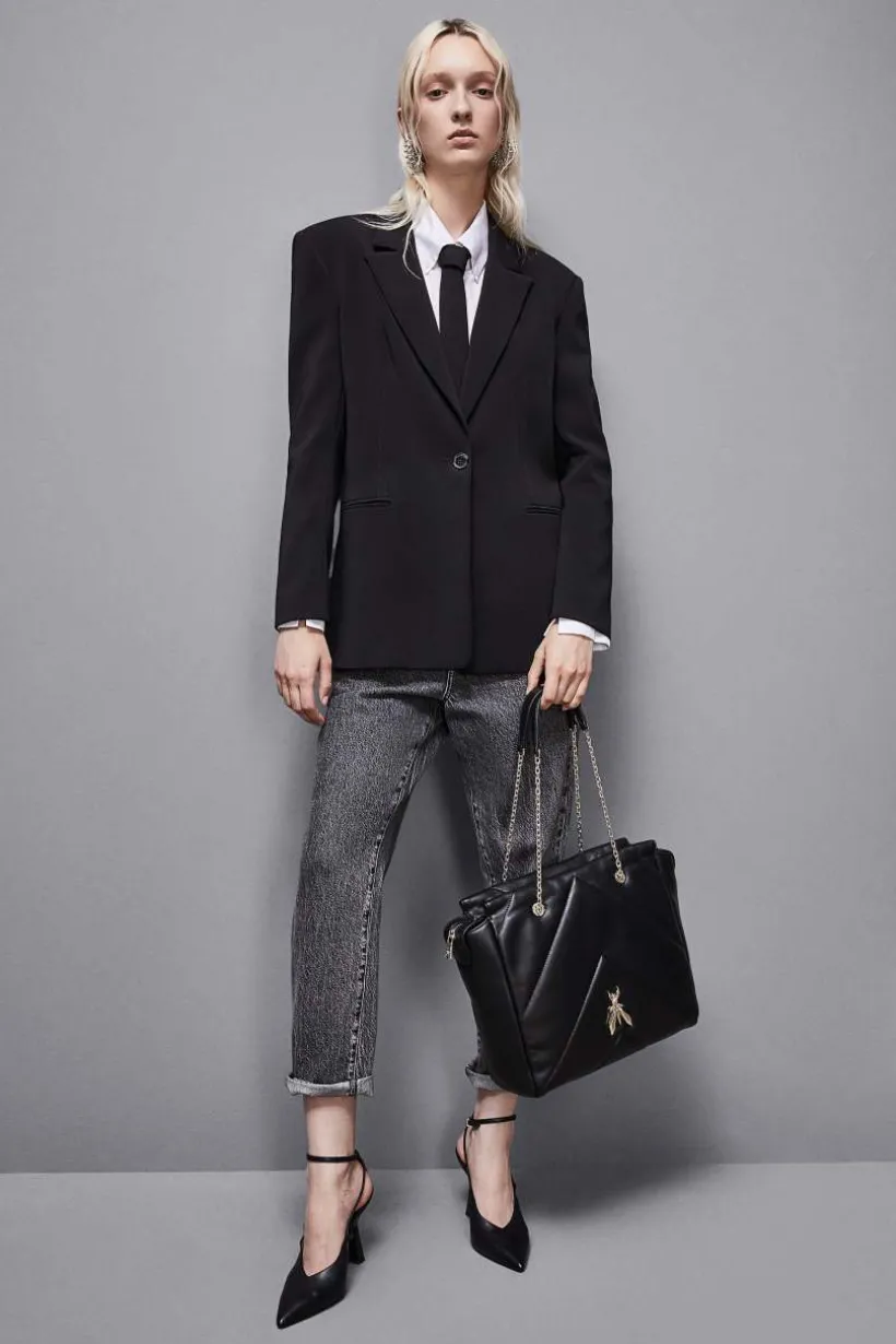 Borsa a secchiello in pelle con zip