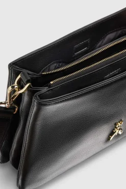 Borsa a tracolla con zip in pelle