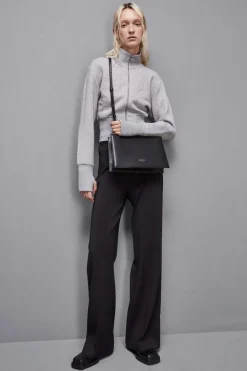 Borsa pocket con zip a tracolla in pelle