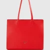 Borsa shopping in pelle con zip