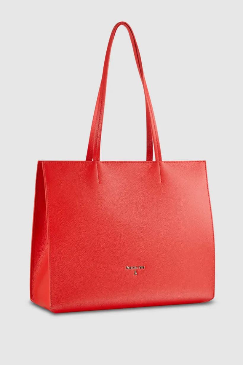 Borsa shopping in pelle con zip