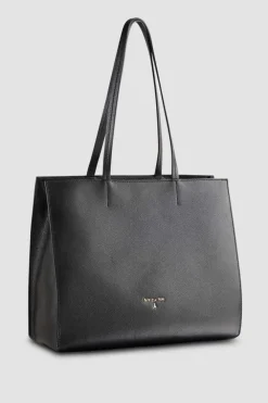 Borsa shopping in pelle con zip