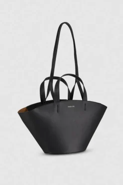 Borsa shopping in pelle con manici