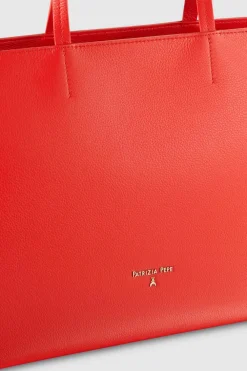 Borsa shopping in pelle con zip