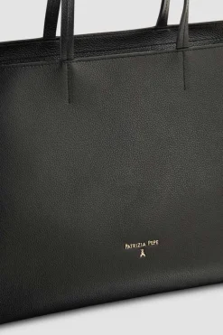 Borsa shopping in pelle con zip