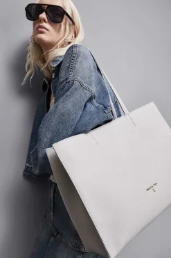 Borsa shopping in pelle martellata