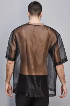 Boxy T-shirt manica corta con bordo taglio vivo
