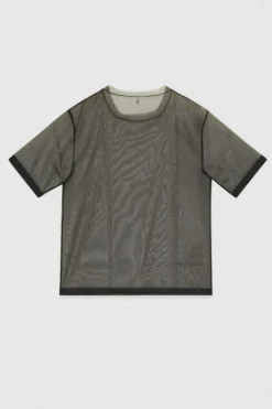 Boxy T-shirt manica corta con bordo taglio vivo