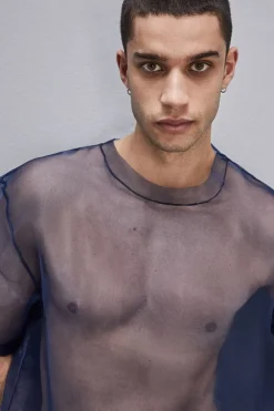 Boxy T-shirt manica corta con bordo taglio vivo