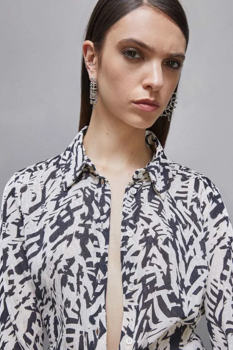 Camicia a maniche lunghe in georgette