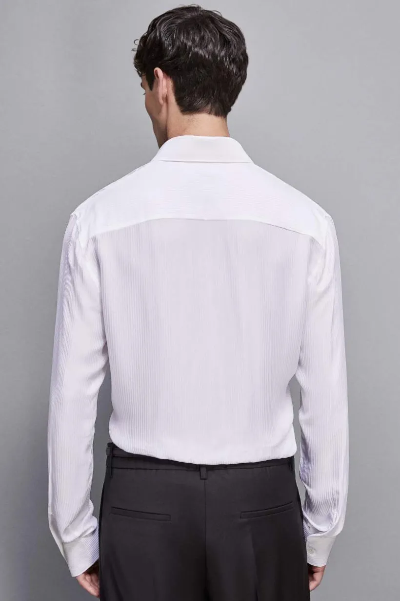 Camicia jacquard in twill di viscosa