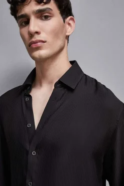 Camicia jacquard in twill di viscosa