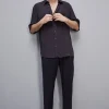 Camicia manica corta in twill di viscosa
