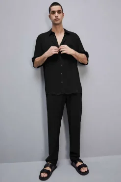Camicia manica corta in twill di viscosa
