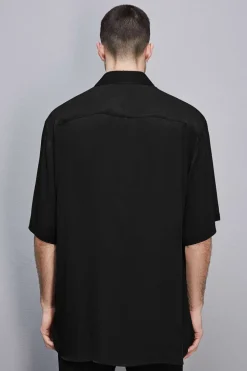 Camicia manica corta in twill di viscosa