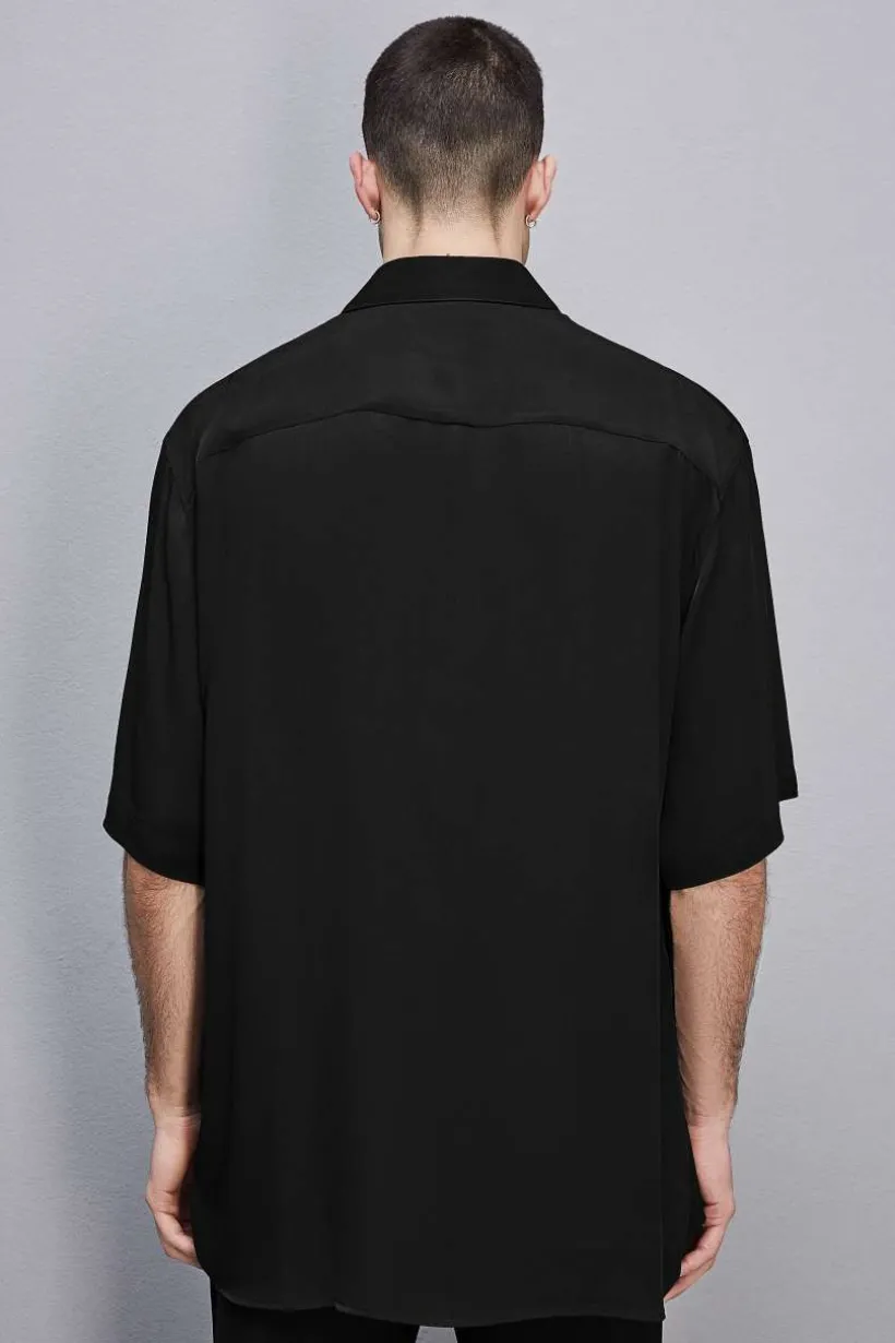 Camicia manica corta in twill di viscosa