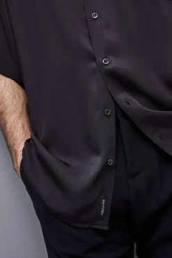 Camicia manica corta in twill di viscosa