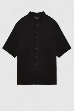 Camicia manica corta in twill di viscosa