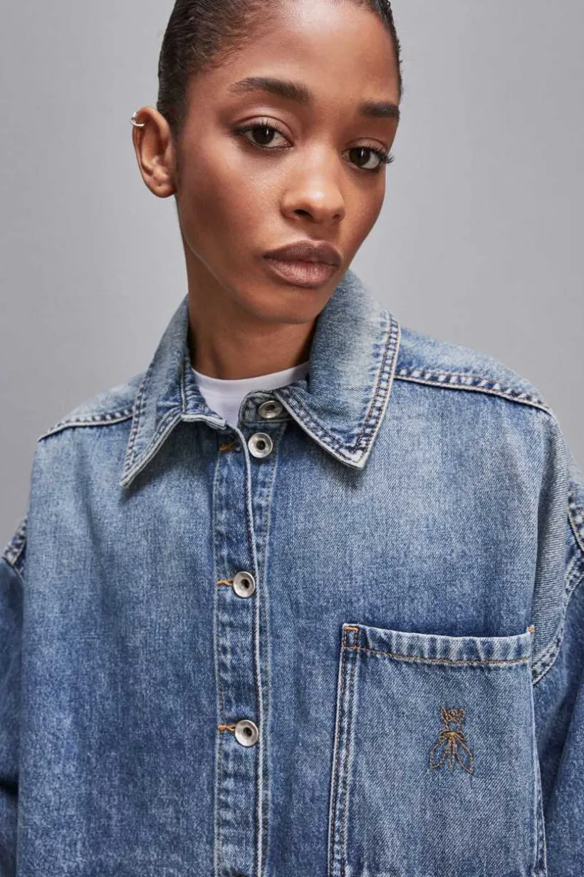 Camicia maniche lunghe in jeans blu