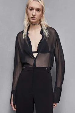 Camicia over in chiffon di seta