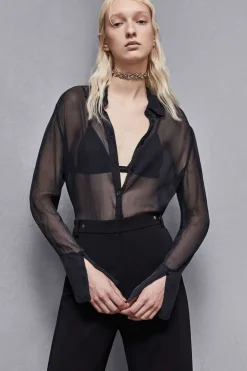 Camicia over in chiffon di seta