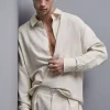Camicia oversize in lino e viscosa