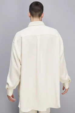 Camicia oversize in lino e viscosa