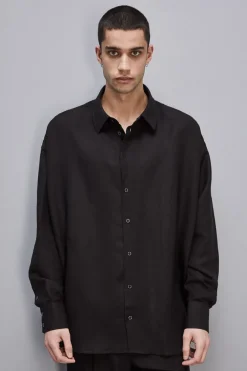 Camicia oversize in lino e viscosa