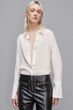 Camicia regular fit in crepe di seta