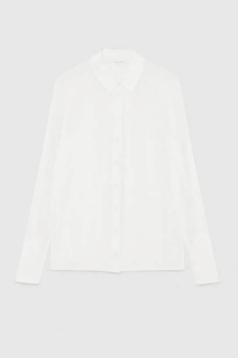 Camicia regular fit in crepe di seta