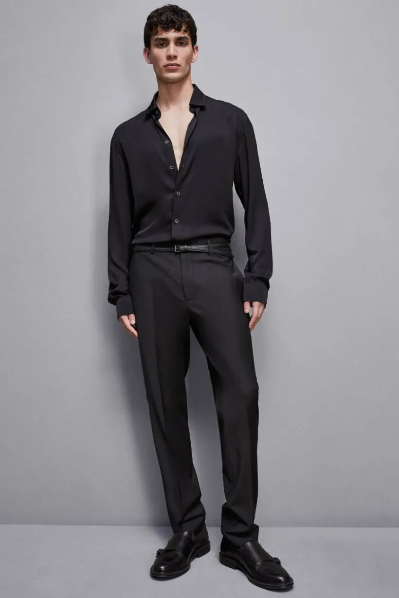 Camicia tinta unita In twill di viscosa