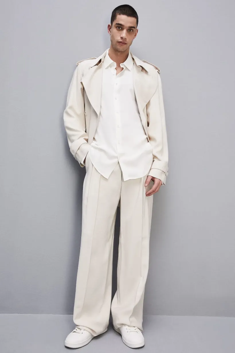 Camicia tinta unita In twill di viscosa