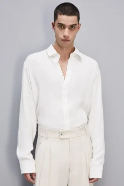 Camicia tinta unita In twill di viscosa