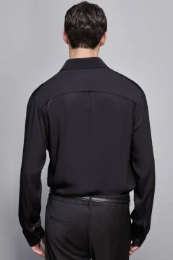 Camicia tinta unita In twill di viscosa