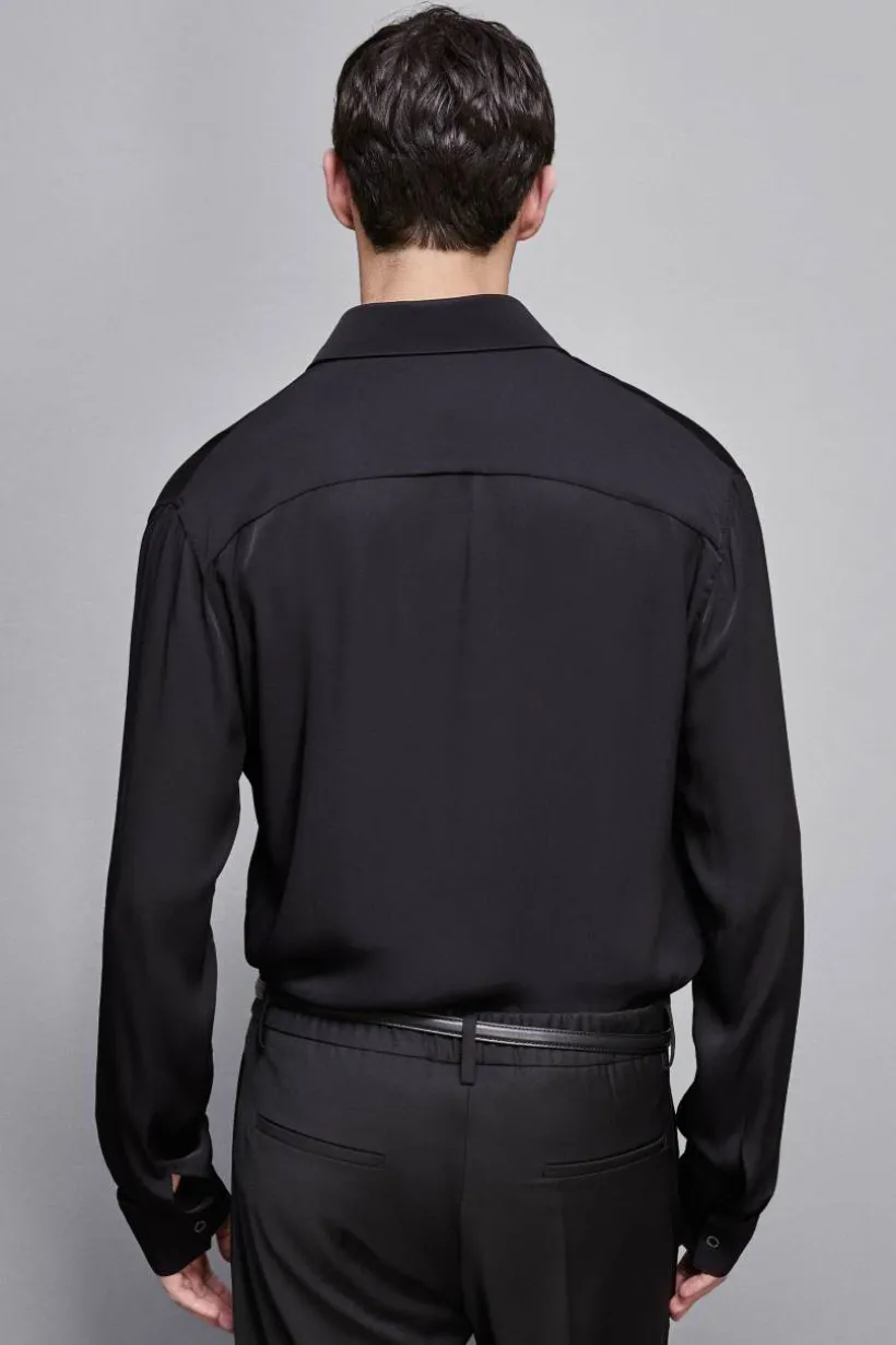 Camicia tinta unita In twill di viscosa