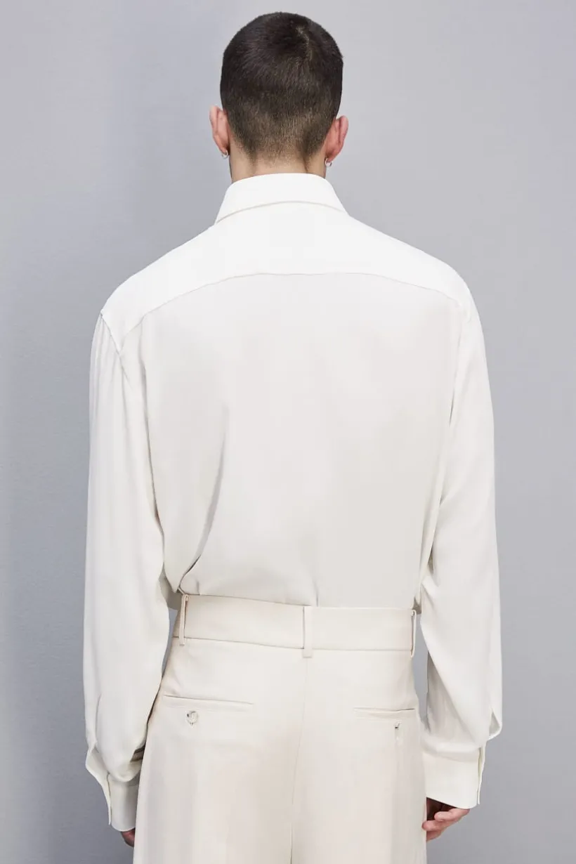 Camicia tinta unita In twill di viscosa