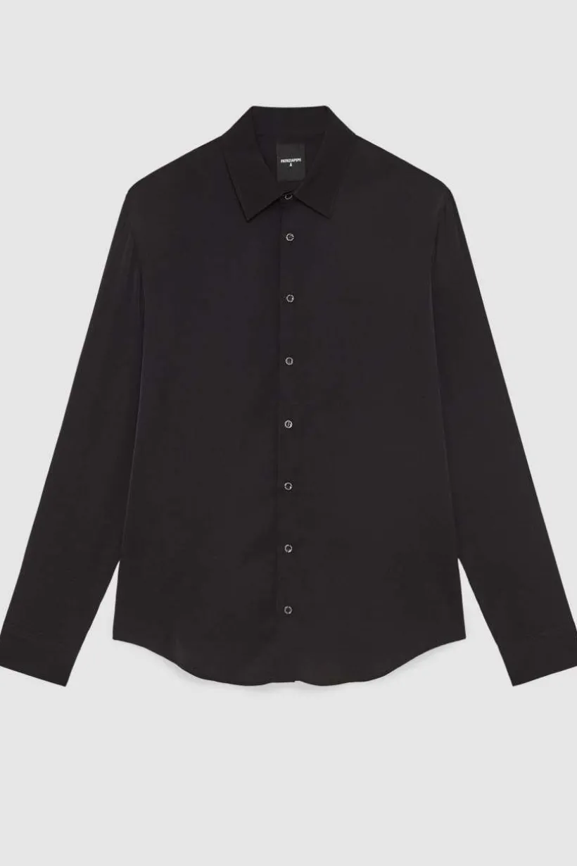 Camicia tinta unita In twill di viscosa