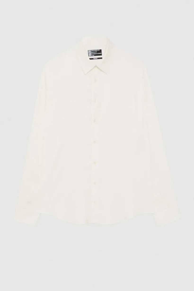 Camicia tinta unita In twill di viscosa