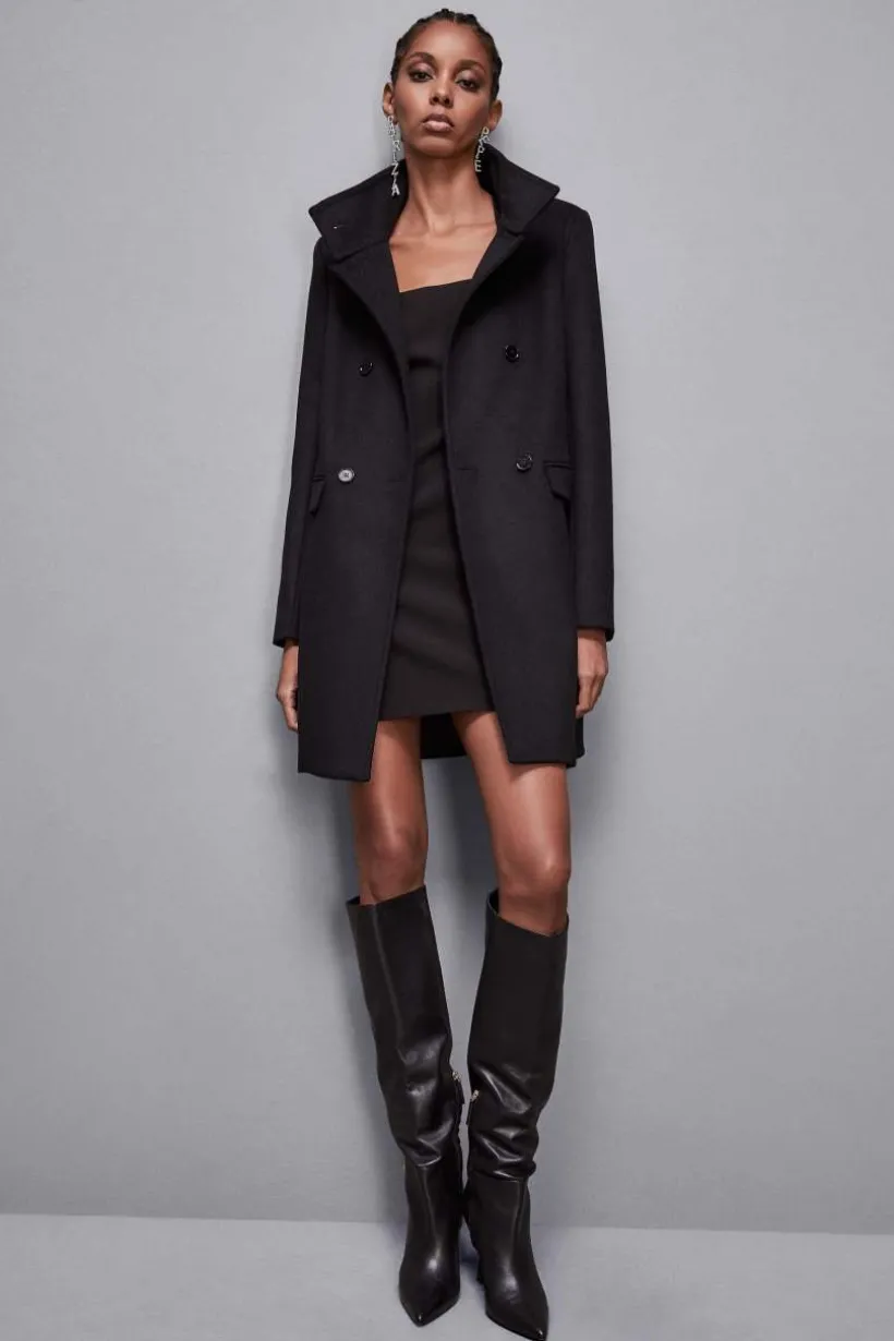 Cappotto collo alto in panno "Essential"