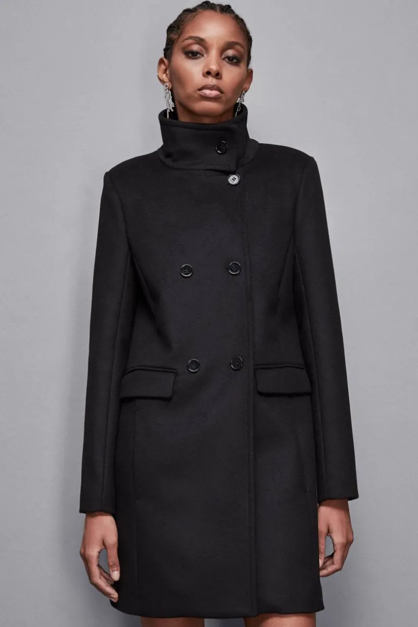 Cappotto collo alto in panno "Essential"