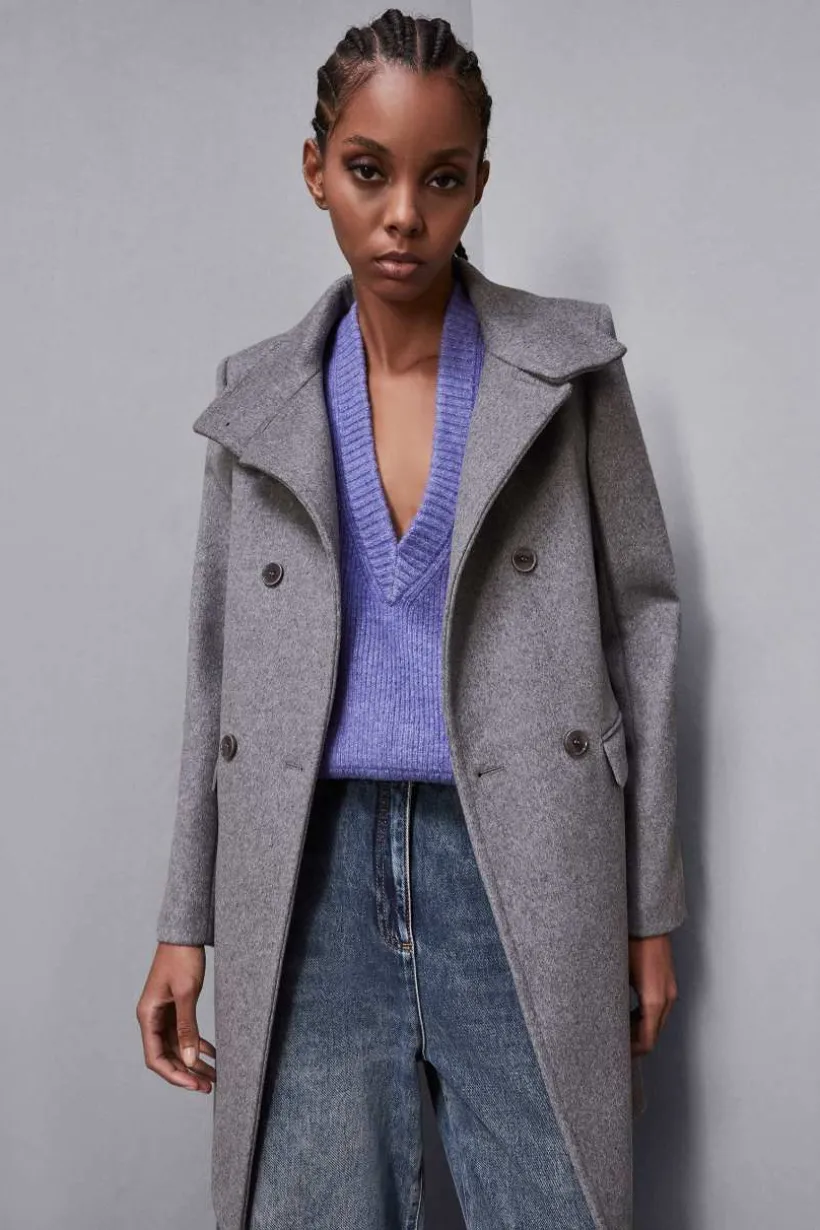 Cappotto collo alto in panno "Essential"