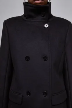 Cappotto collo alto in panno