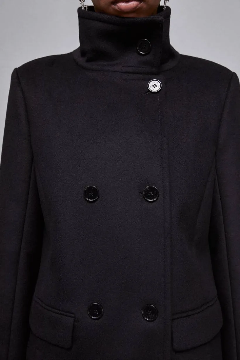 Cappotto collo alto in panno "Essential"