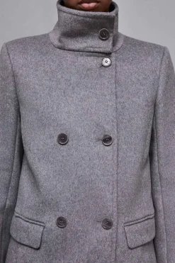 Cappotto collo alto in panno