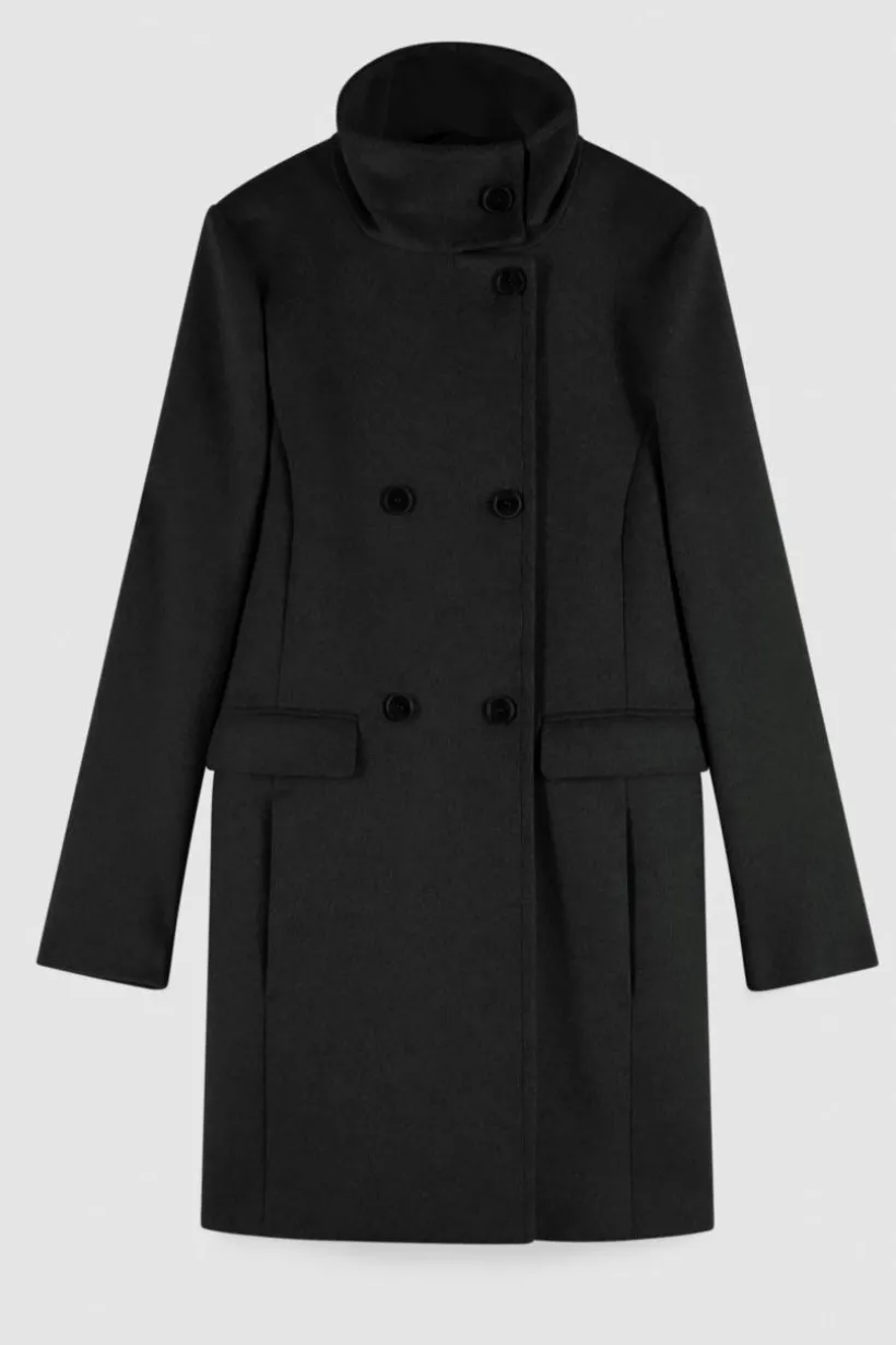 Cappotto collo alto in panno "Essential"