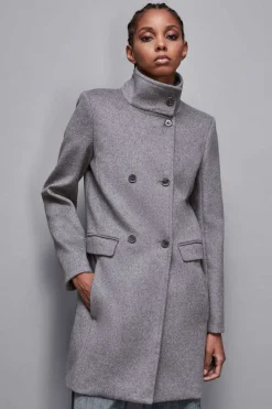 Cappotto collo alto in panno