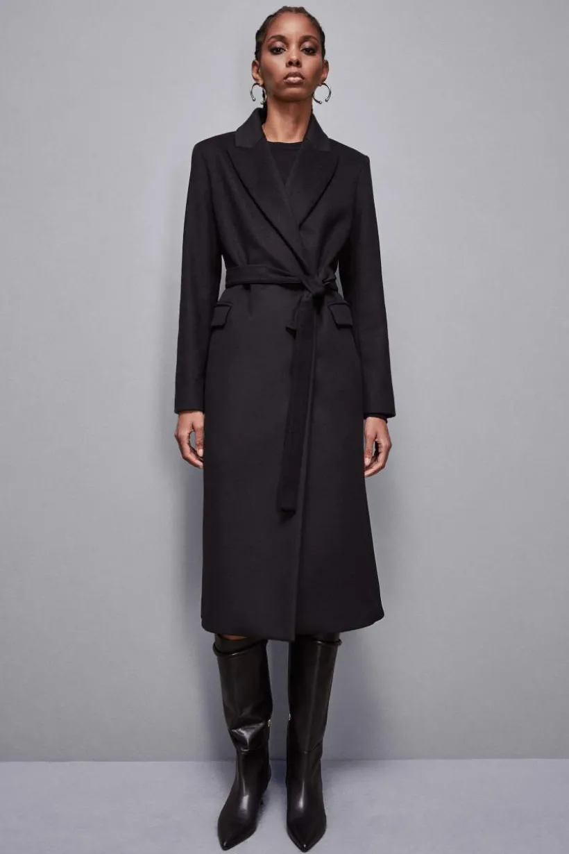 Cappotto con cintura in panno "Essential"
