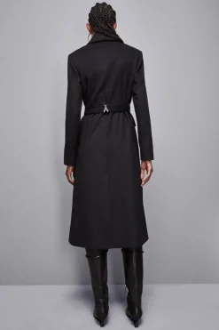 Cappotto con cintura in panno